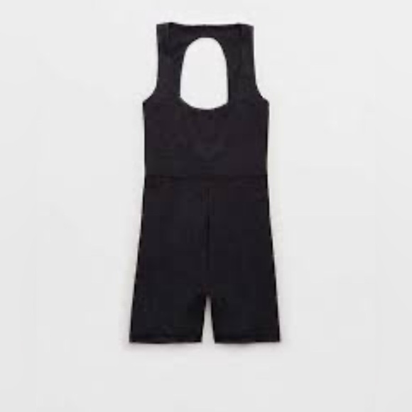Aerie charcoal acid wash open back workout romper - Picture 2 of 6